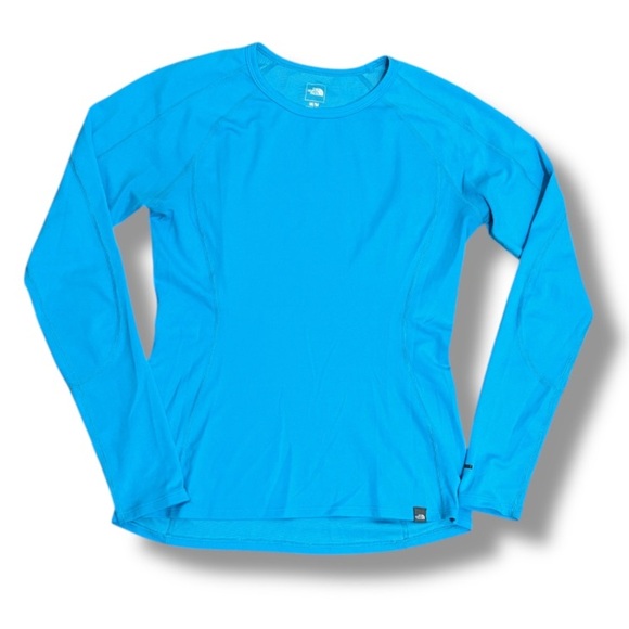 North Face Women's Running Shirt Size M Long Sleeve Teal Blue Flash Dry Hiking - Picture 1 of 16